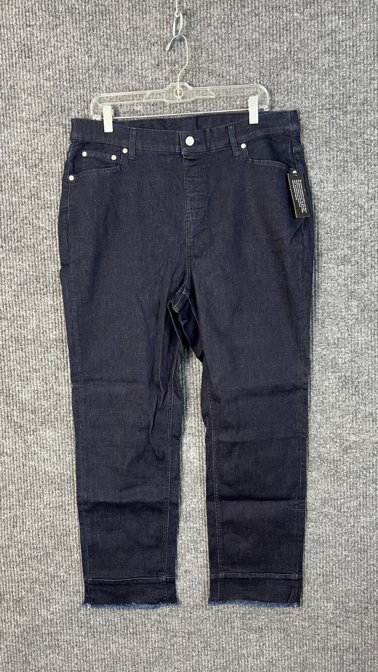 Denim & Co. Jeans Womens Plus 18W Blue Dark Wash Wide Hem Stretch High Rise